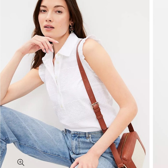 Loft Embroidered Collared Ruffle Henley Top - Picture 6 of 7